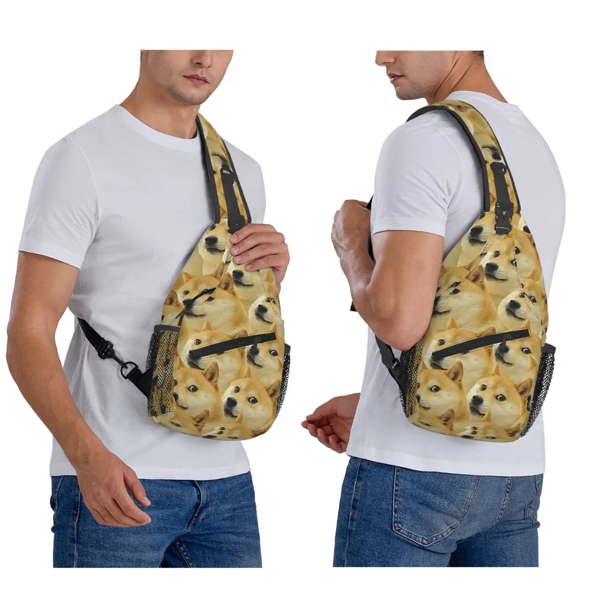 

Doge Wow Pattern Shiba Inu Doggo Dog Meme Montage Chest Bag Men Sling Crossbody Backpack Chest Bag Hiking Daypack Shoulder Bag