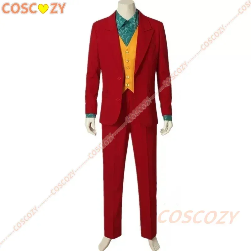 Halloween Joker Arthur Fleck Cosplay Costume Clown Red Suit Adult Jokers Green Wig Size Customable Uniform Set for Men Woman
