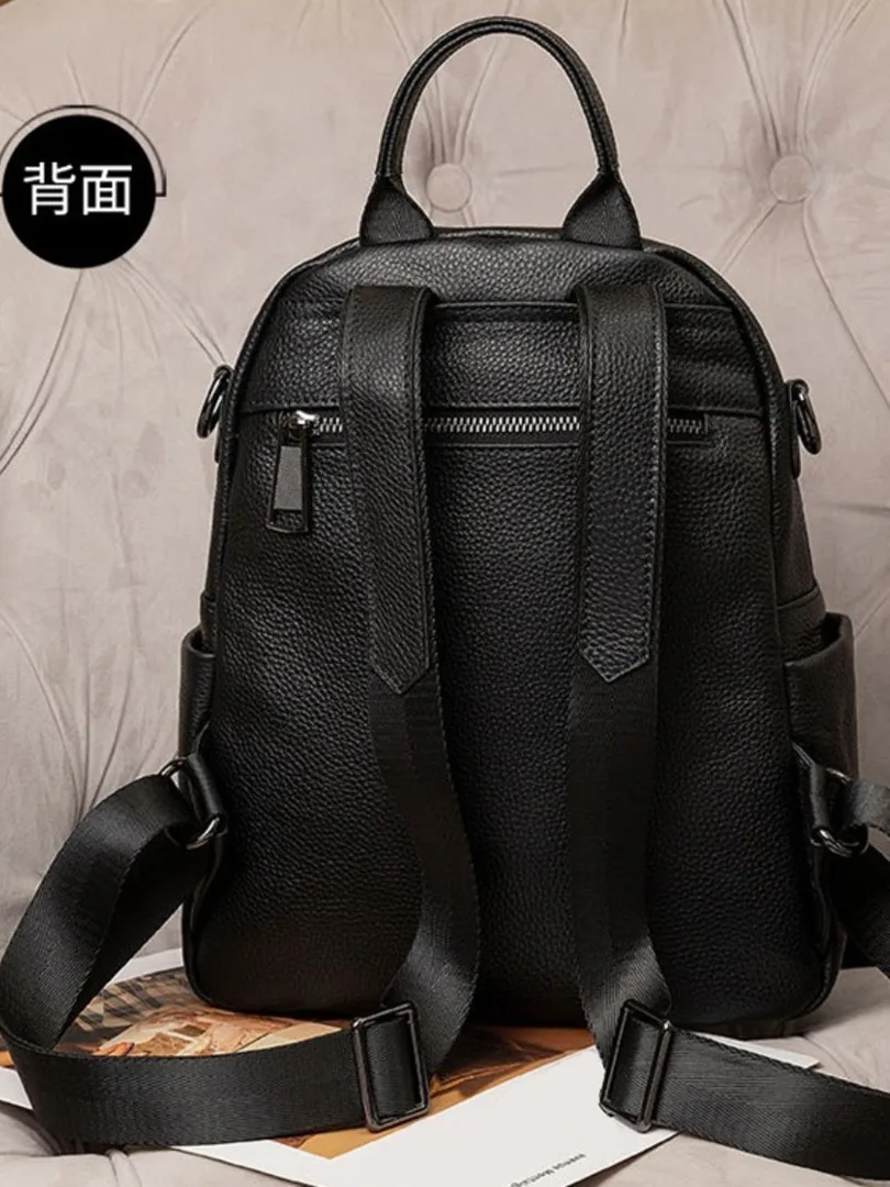 2024 New Genuine leather Backpack Fashion casual large capacity women's Knapsack head layer cowhide commuter handbag