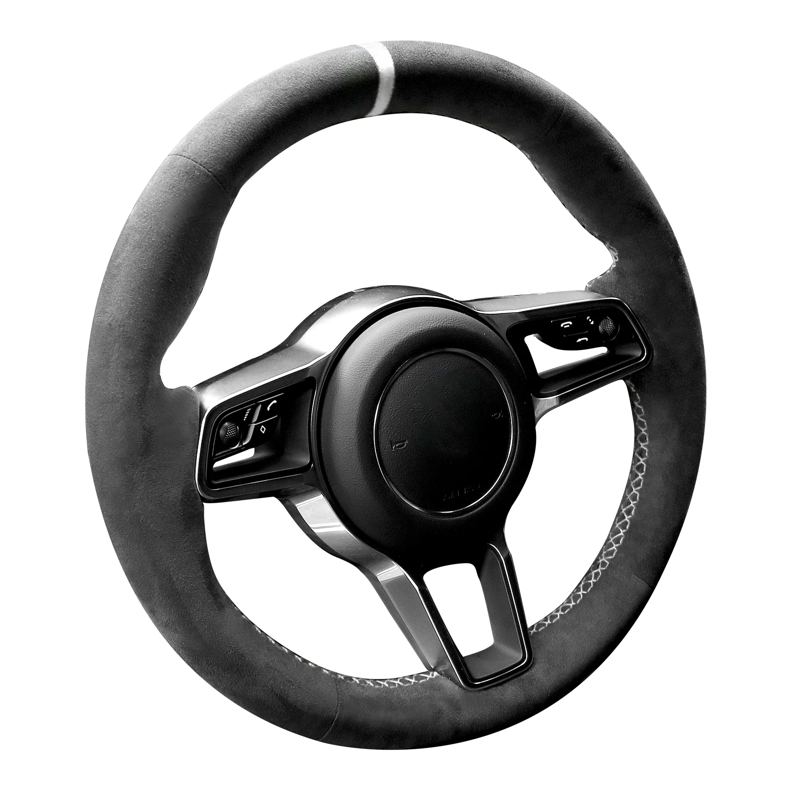 Alfanxi Hand Stitch Alcantara Steering Wheel Cover Compatible with Porsche Macan Panamera  Cayenne 718 911 2015-2023