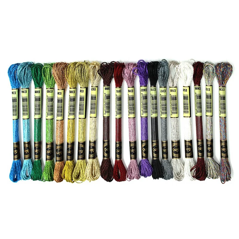 

BHTS-38Pcs Metallic Embroidery Skein Threads Multi-Color Embroidery Floss Glitter Embroidery Thread Cross-Stitch Thread