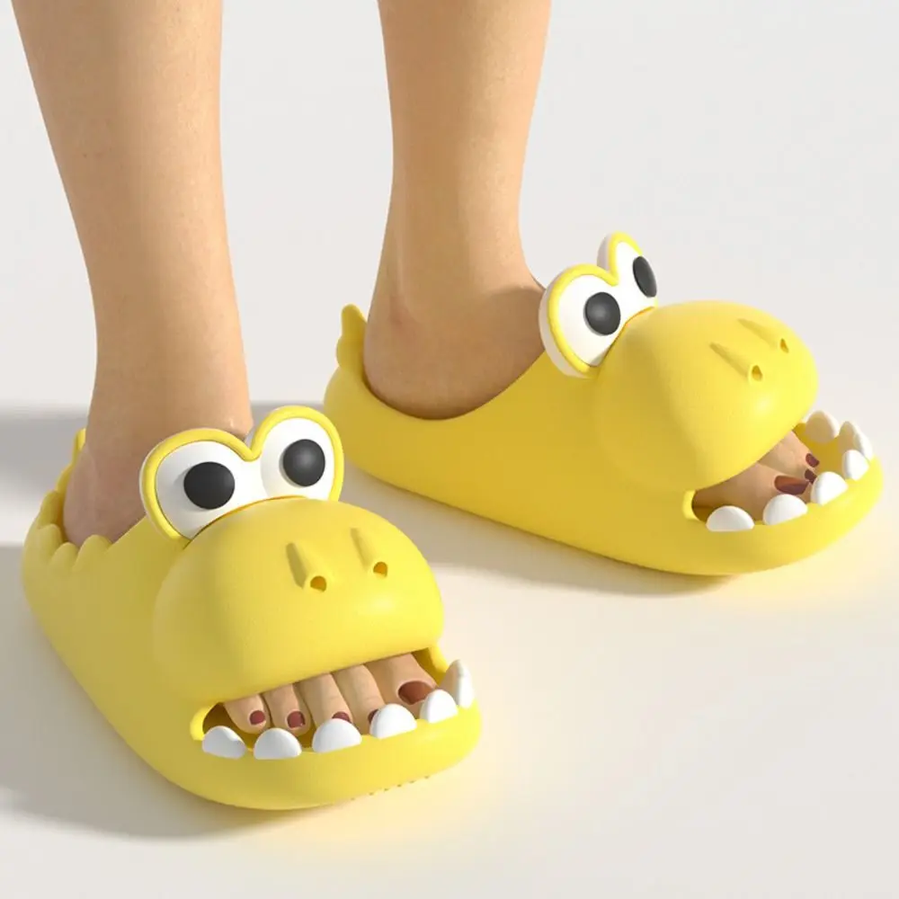 Non-Slip Cartoon Dinosaur Slippers Thick Sole Soft Dinosaur Pillow Slides Cartoon Animal Kawaii Dinosaur EVA Slippers