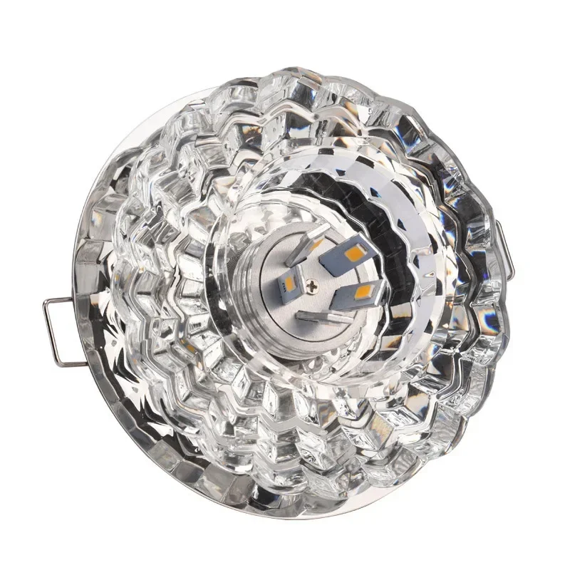 LED Crystal Recessed Spotlight Ceiling Lamp Downlight Porch Aisle Corridor Light for Living Room
