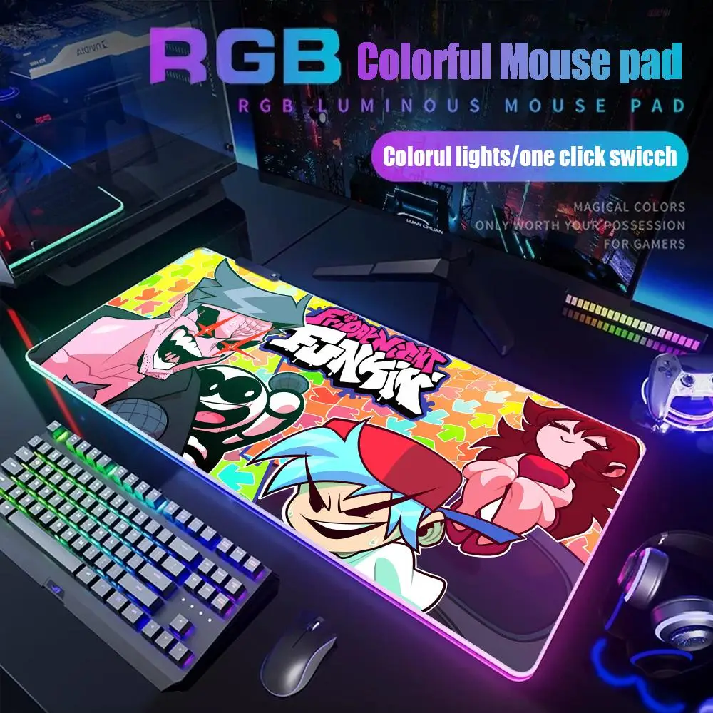 

Game Friday Night Funkin FNF Mouse Pad Rgb Desk Mat Back Light Led Mousepad Setup Accessories Deskmat Big Mousepad Backlight