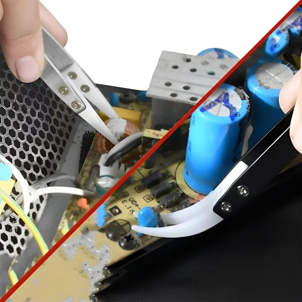 Anti Static Tweezers Ceramic Head Insulation Clip Acid Resistant Experimental Tweezers For Watch Hands Installation Repair Tool