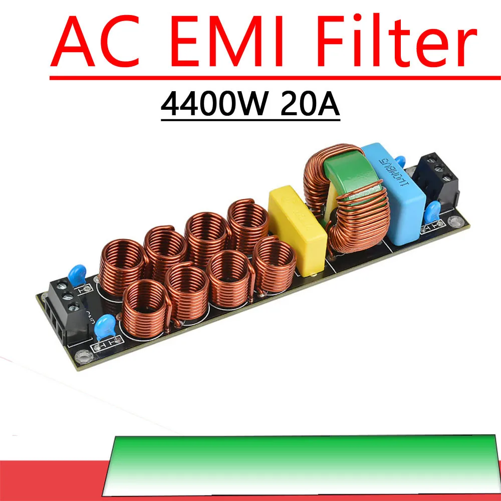 Filtro Emi Purificador ac 110v 220v Emi Power Supply Filtro Supressor de Ruído Interferência Eletromagnética Amplificador de Áudio 4400w 20a