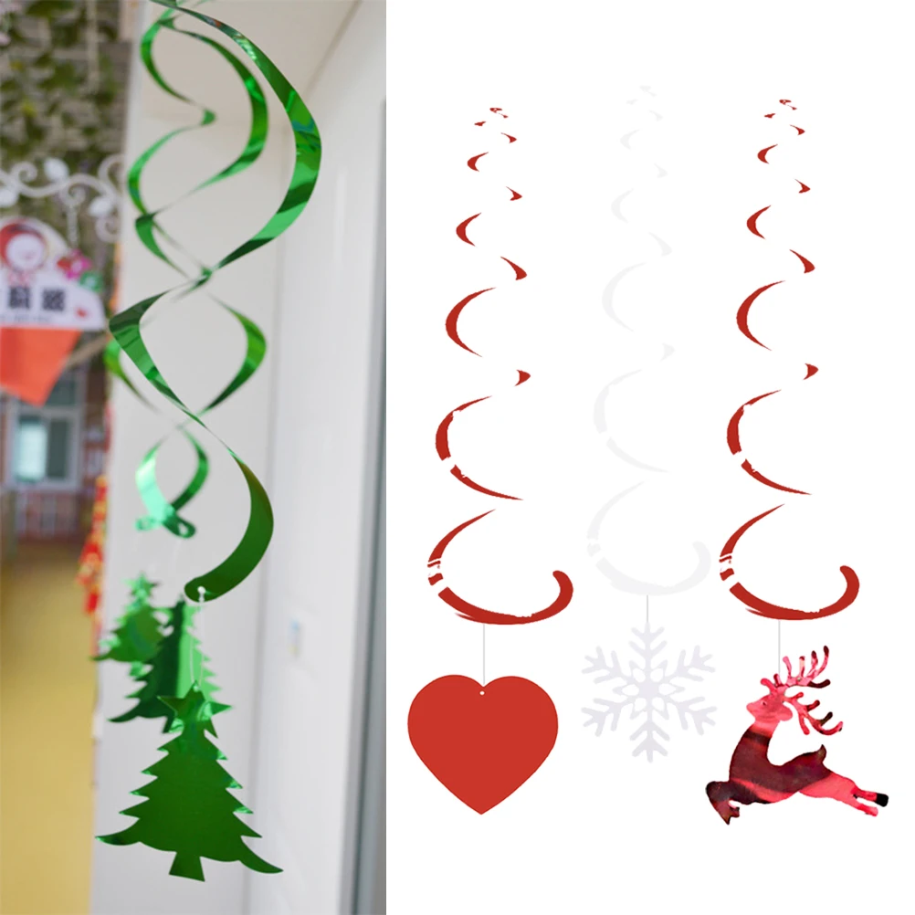 12Pcs Hanging Swirl Spiral Decorations Sequined Dangling Christmas Tree Birthday Wedding Party Indoor Outdoor Streamers