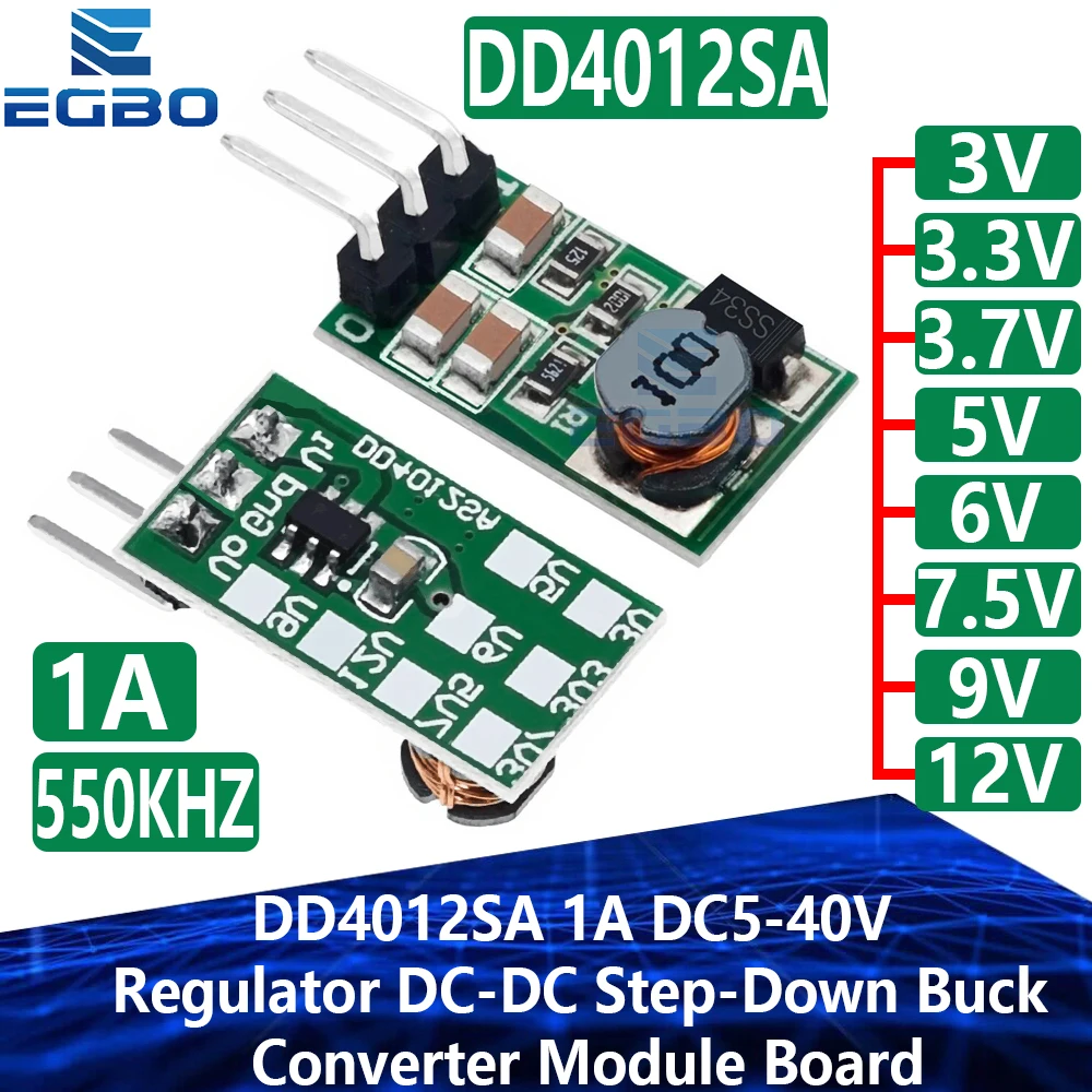 1~5PCS EGBO DD4012SA 1A DC 5-40V to 3V 3.3V 3.7V 5V 6V 7.5V 9V 12V Regulator DC-DC Step-Down Buck Converter Module Board