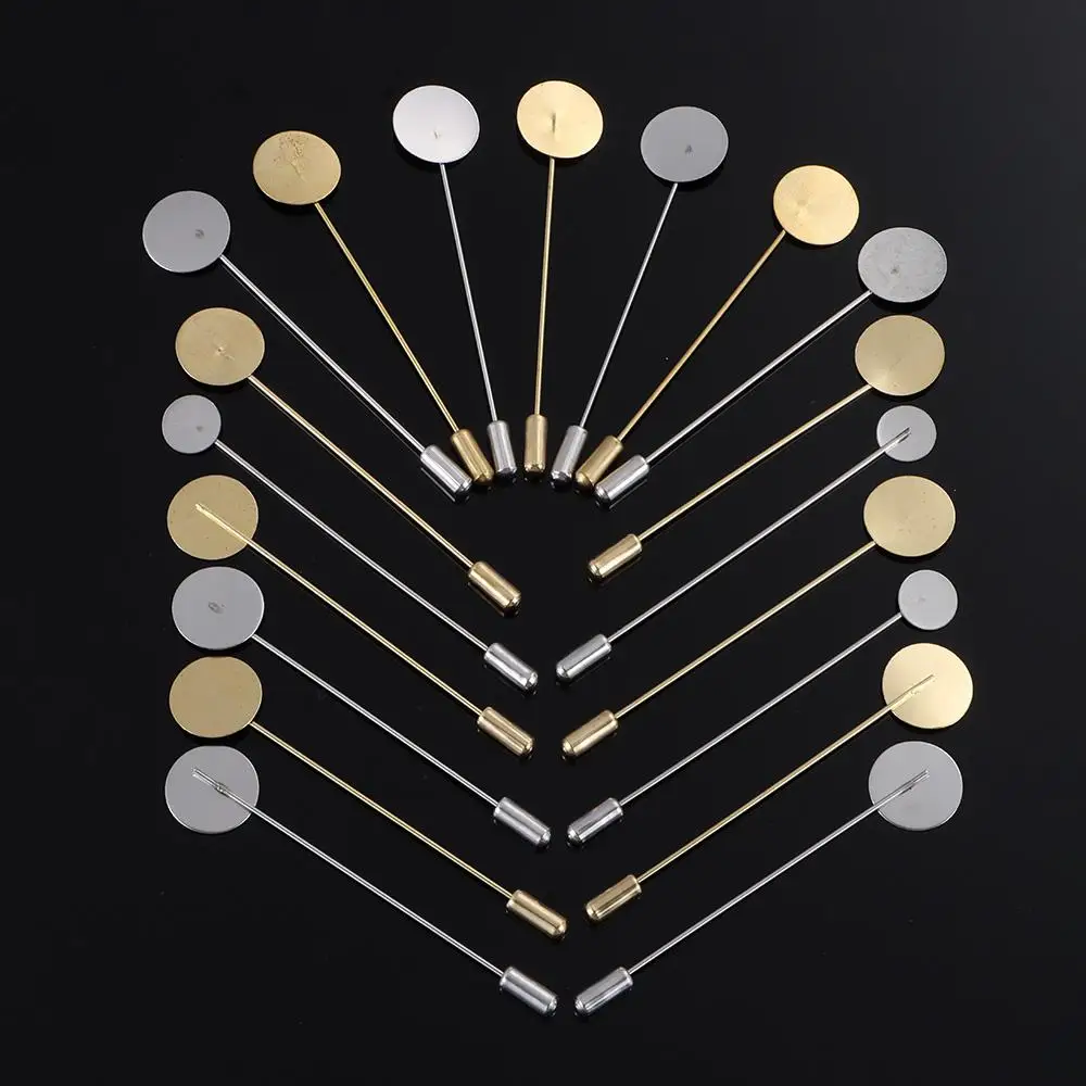 10pcs/set Fashion Diy Craft Dress Brooches Accessories Cameo Pin Cabochon Tray