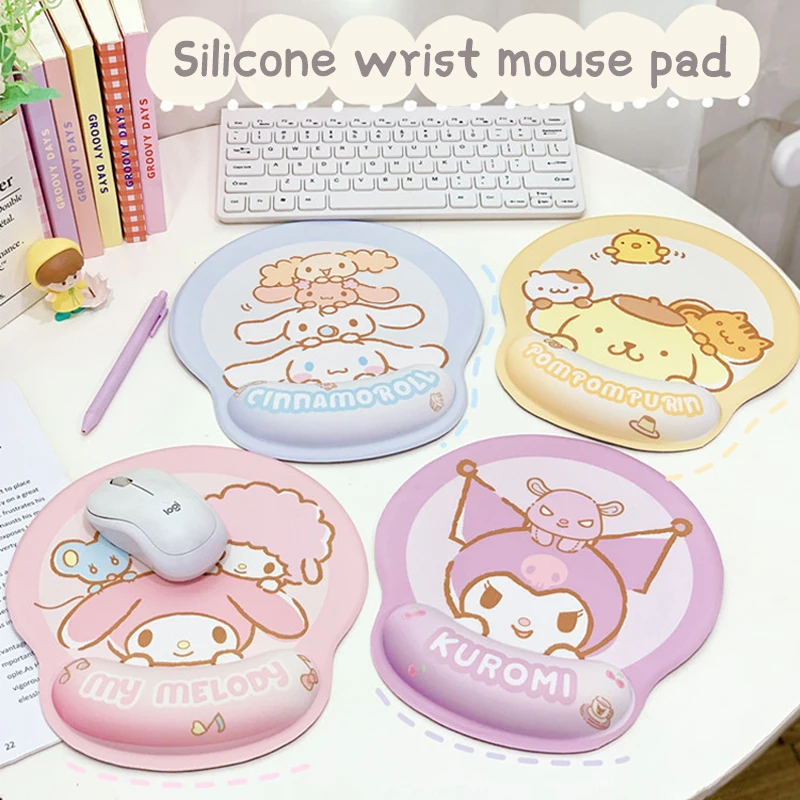 

Kawaii Sanrio Mouse Pad With Wrist Rest Non-Slip Rubber Computer Pad Anime Kuromi Cinnamoroll My Melody Cute Cartoon Gift