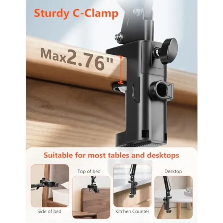 حامل الكمبيوتر اللوحي للمكتب iPad حامل الهاتف للمكتب العلوي حامل المكتب اللوحي للسرير مع دوران 360 درجة متوافق مع iP