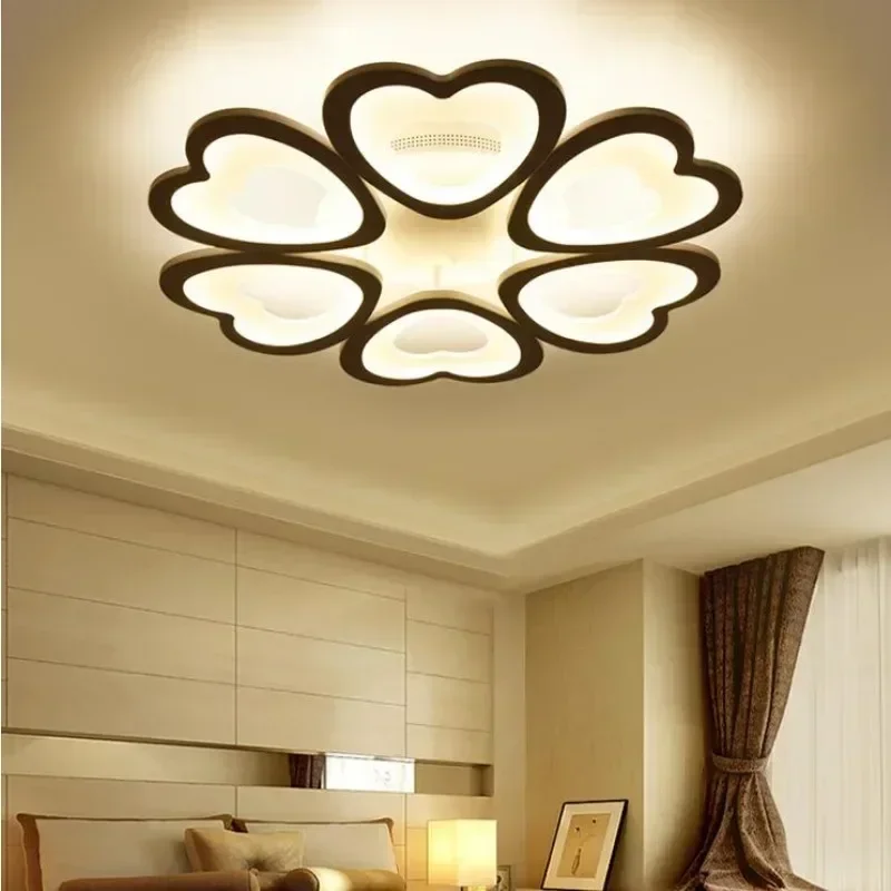 

Multiheads Leaf Heart Bunny Design Acrylic Modern LED Ceiling Lights lampe Plafond Avize Indoor 100-240V Remote Control Home Dec