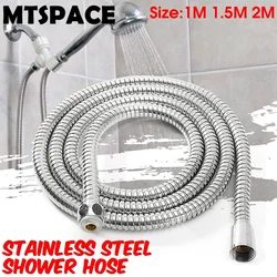 1m/1.5m/ 2m G1/2 Inch Stainless Steel Flexible Shower Hose Long Bathroom Shower Water Hose Extension Plumbing Pipe Pulling Tube