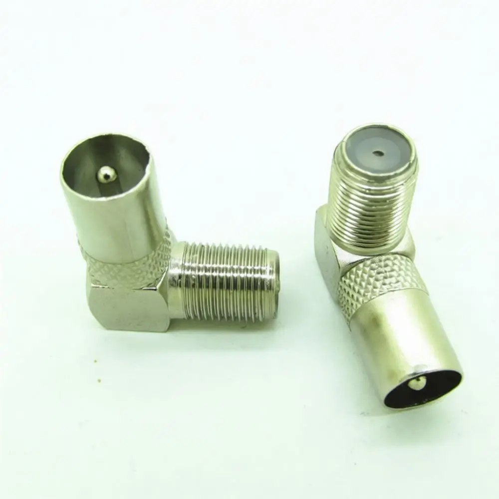 Coaxial F Type Female To 9 5mm TV Male Connector Right Angle Adapter Metallic RF Signal Plug For TV
