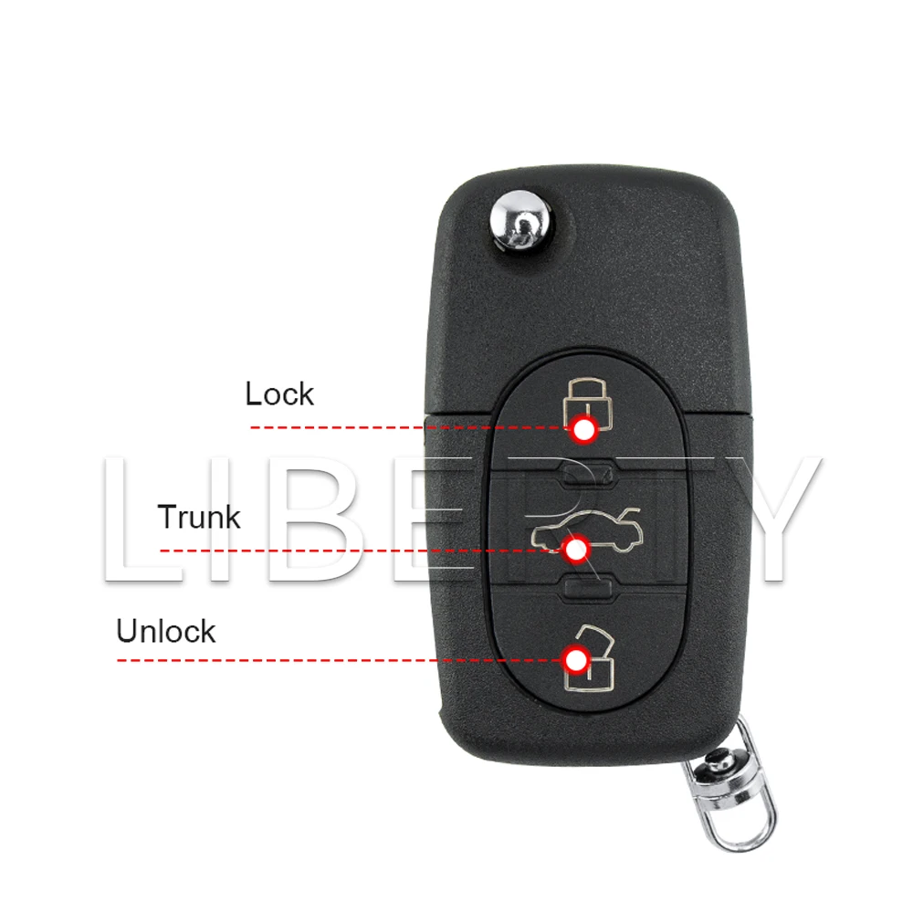 Ly 4D0837231/A/K/N 8Z0837231D 433Mhz 3Button ID48 Chip Key Fob Car Remote Flip Key for Audi A3 A4 A6 A8 TT RS4 Quattro 1994-2004 view 3