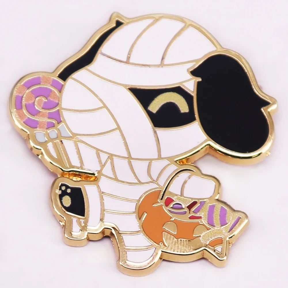 معبر الحيوان LUCKY الضمادات الكلب الأصفر العين اليسرى السخرية المينا دبوس