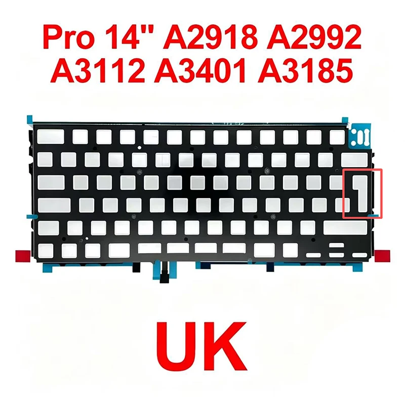 New Laptop UK Keyboard Backlight For MacBook Pro 14" A2918 A2992 A3112 A3401 A3185 Keyboard Backlit Sheet 2023 2024 Year