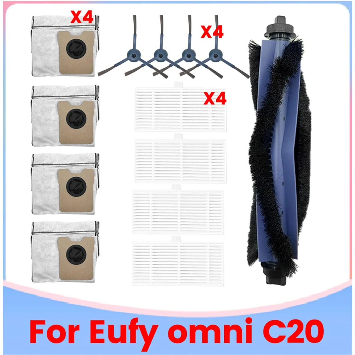 13 ชิ้นอะไหล่สําหรับ Eufy Omni C20 หุ่นยนต์เครื่องดูดฝุ่นแปรงหลัก HEPA กรองฝุ่นกระเป๋าแปรงด้านข้าง