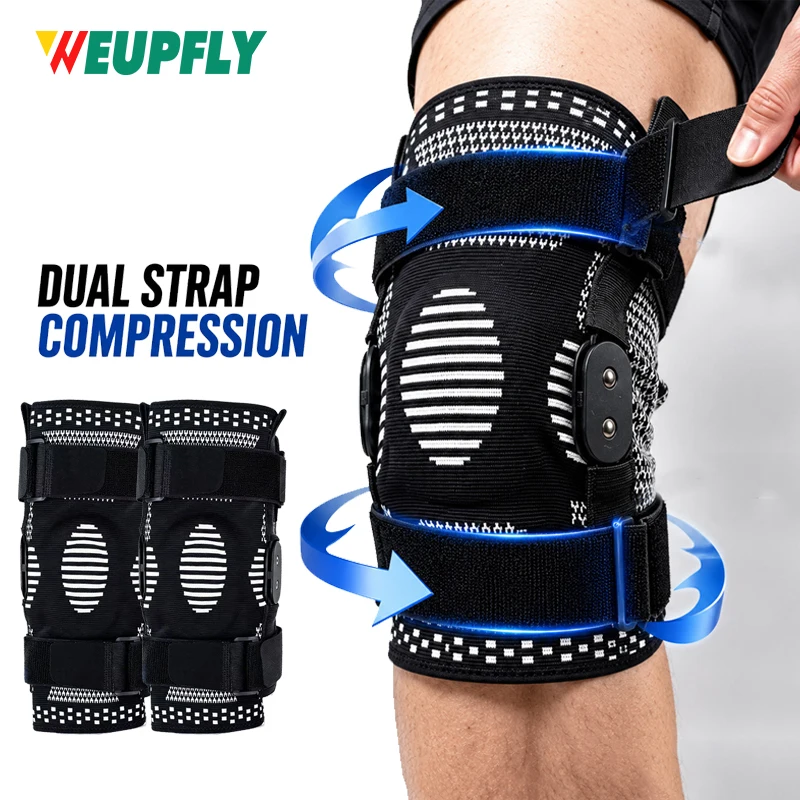 1/2PCS Hinged Knee Support Brace with Side Stabilizers and Stability Straps,Stabilizing Knee Guard for Basketball, Running