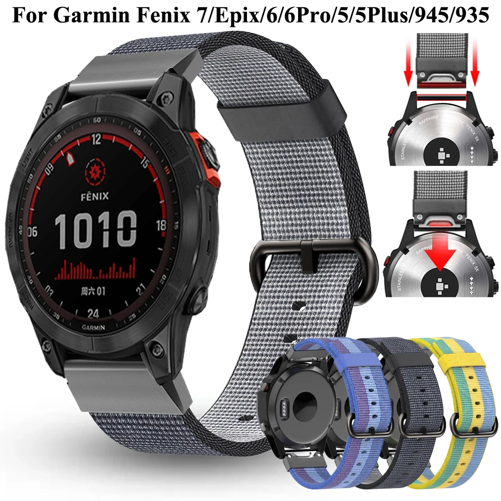 22mm Smart Watch Nylon Band For Garmin Fenix 7 Epix 6 Pro 5 Plus Forerunner 945 Quick Release Strap Watchband Replacement Correa