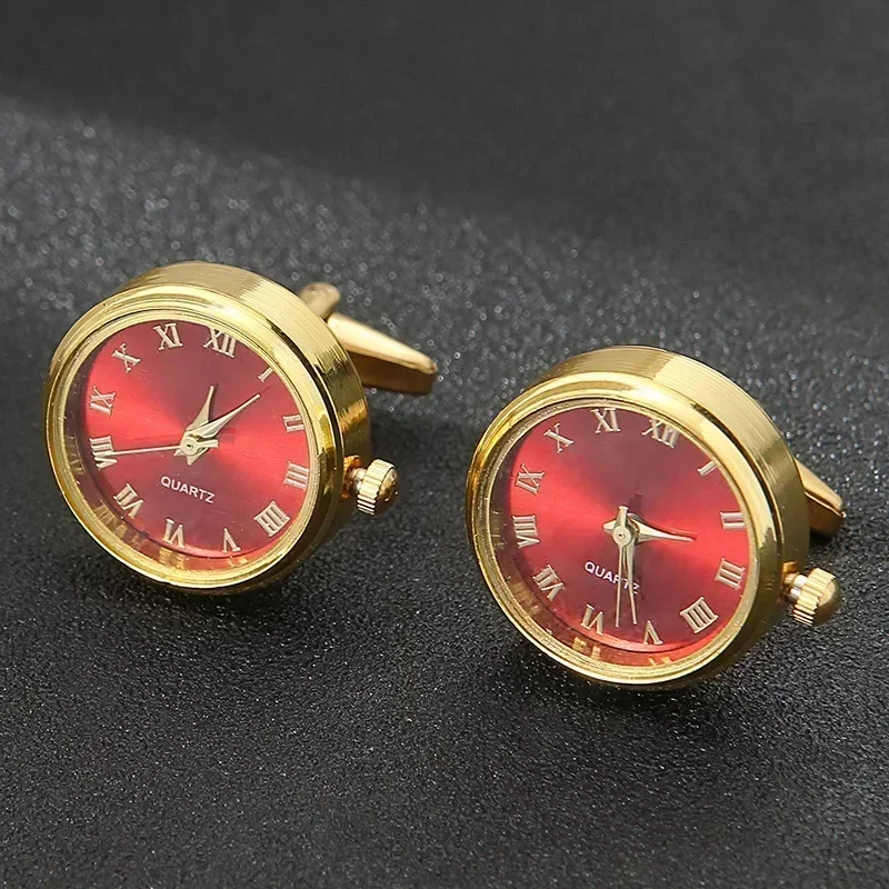 Men's Luxury Watches Cufflinks Classic French Business Fashion Rotating Clock Gold Color Cuff Link Anniversary Gifts