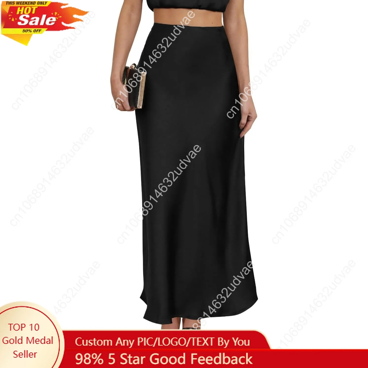 

Women's Leopard Print Satin Maxi Skirt High Waisted Elastic Waistband Silk A-Line Casual Party 2025 Summer Long Skirts
