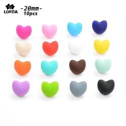 LOFCA-Cuentas de silicona sueltas en forma de corazón para collar, accesorios de joyería sin BPA, 20 unidades por lote