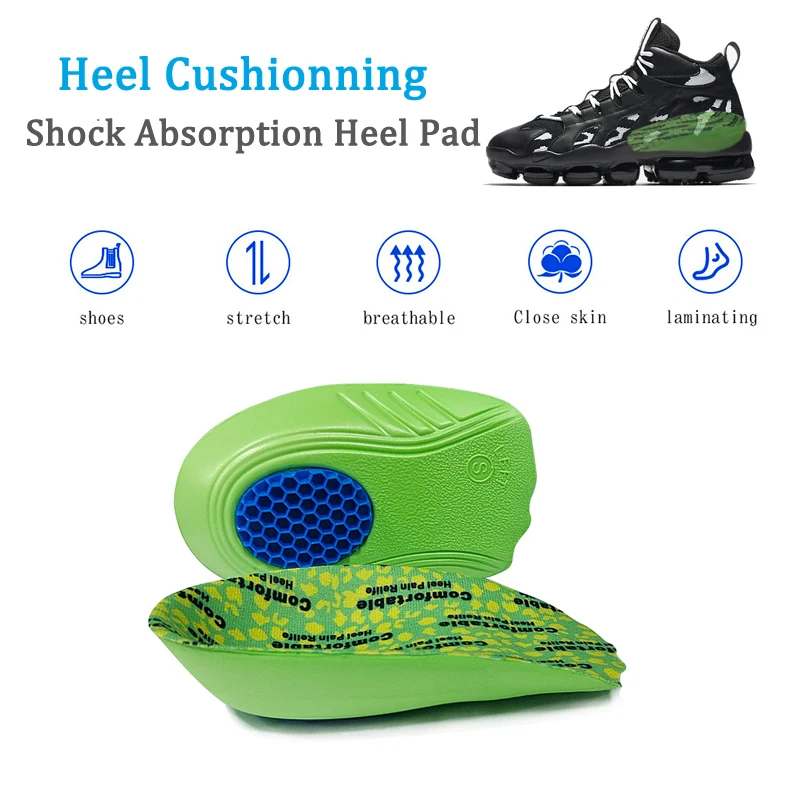 

Silicone heel pad for sports, shock absorption, massage, and pain prevention. Half pad for heels, EVA, Arch Orthopedic Insole