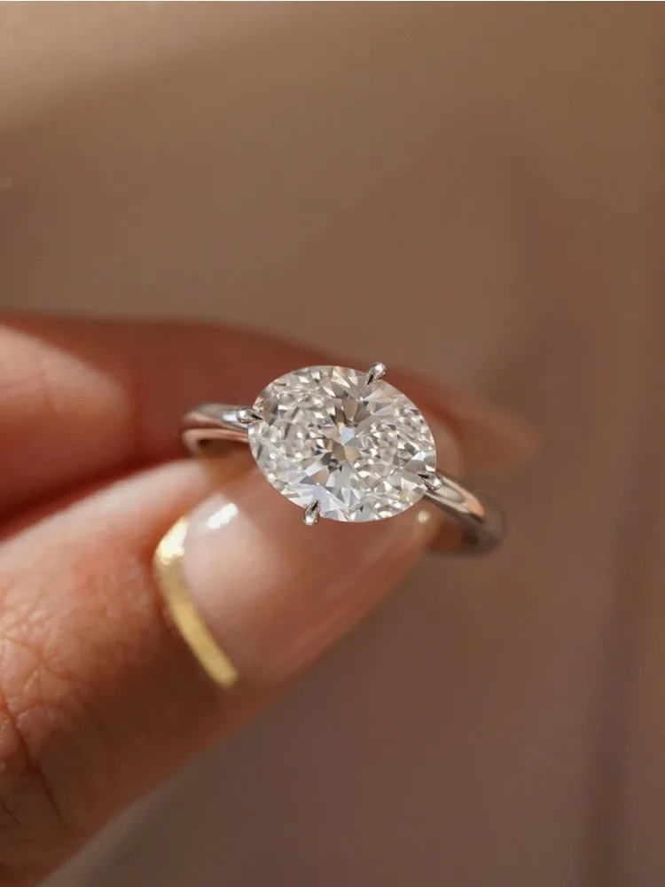 925 Sterling Silber Einfacher Ovaler Zirkon-Ring für Damen Verlobung Hochzeit Jubiläum Mode Hochwertiger Edel-Schmuck – Detail 2