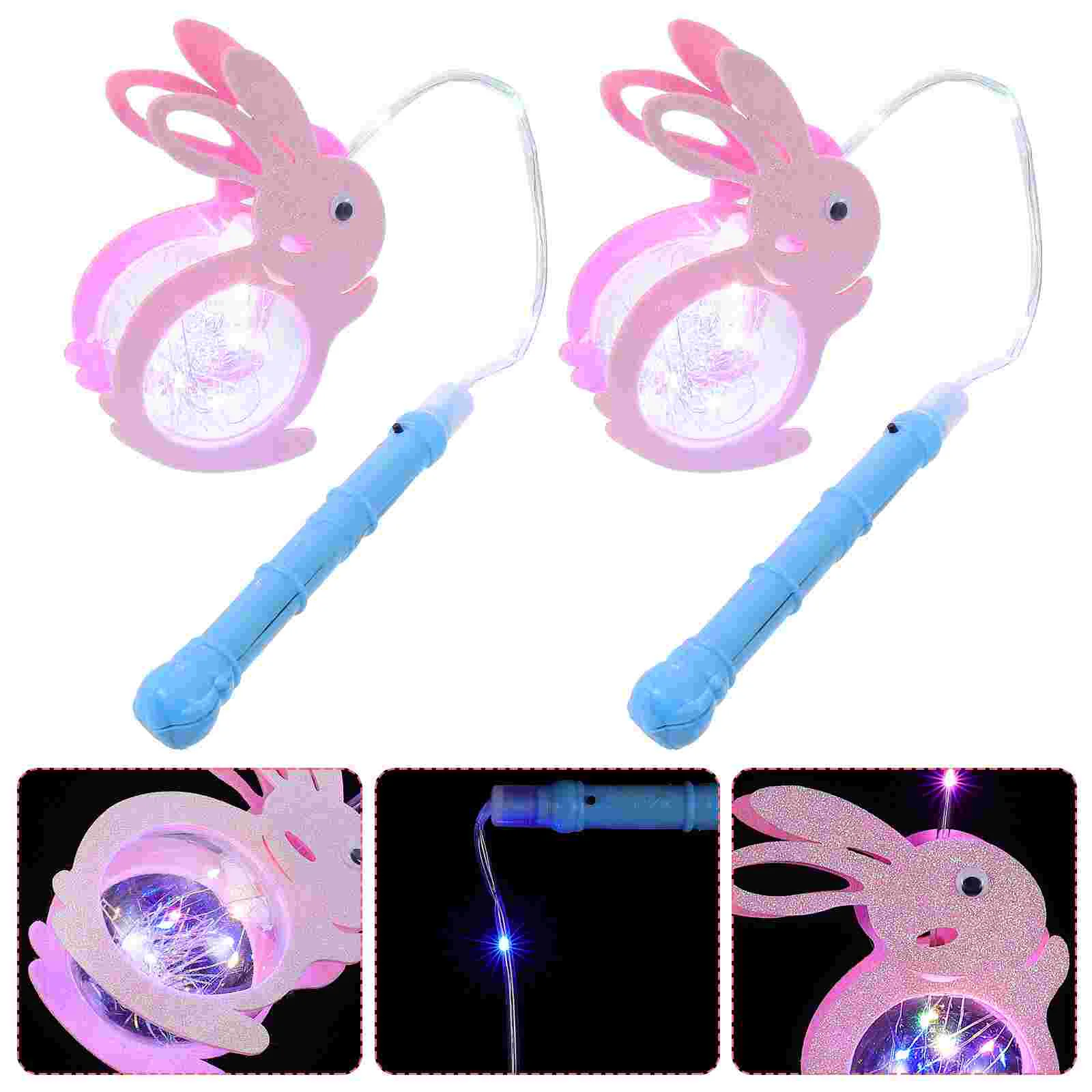 2 Pcs Bunny Delicate Glowing Cartoon Lantern Creative Childrens Plaything Handheld