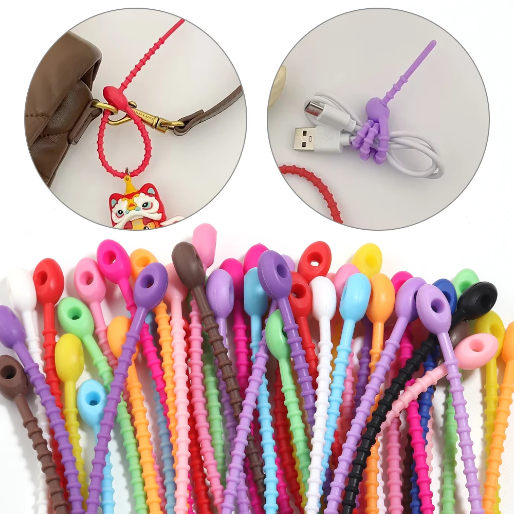 10 Stück Schlüsselanhänger-Seil aus TPE, Verstellbare Wiederverwendbare Taschenbänder, Drehdraht-Kabelbinder, Schlüsselhalter, Schlüsselring, DIY Schmuckherstellung – Detail 2