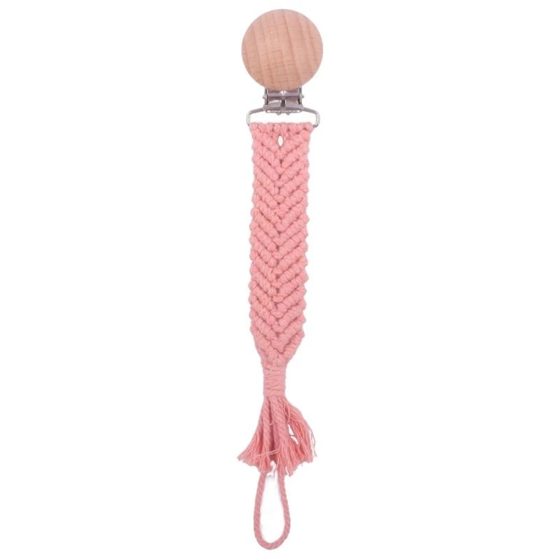 

85AE Cotton Pacifier Clip for Girls Boys Wooden Clips Teething Toy Modern Soothing