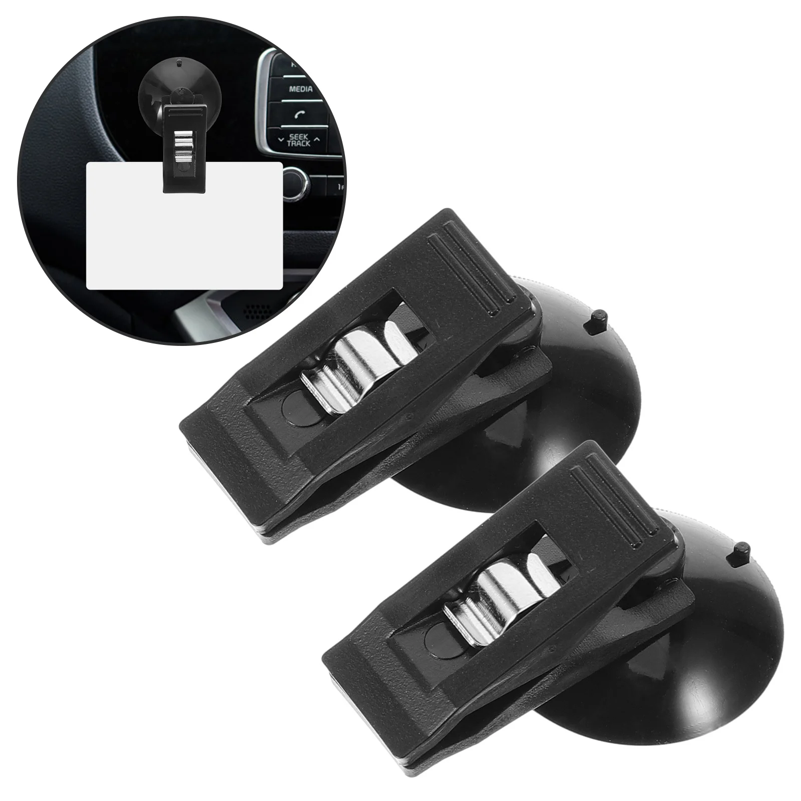 

1Pair Car Document Clip Holder Sturdy PVC ABS Ticket Storage for Sun Visor Dashboard Windshield Mount Suction Type Car Clamp