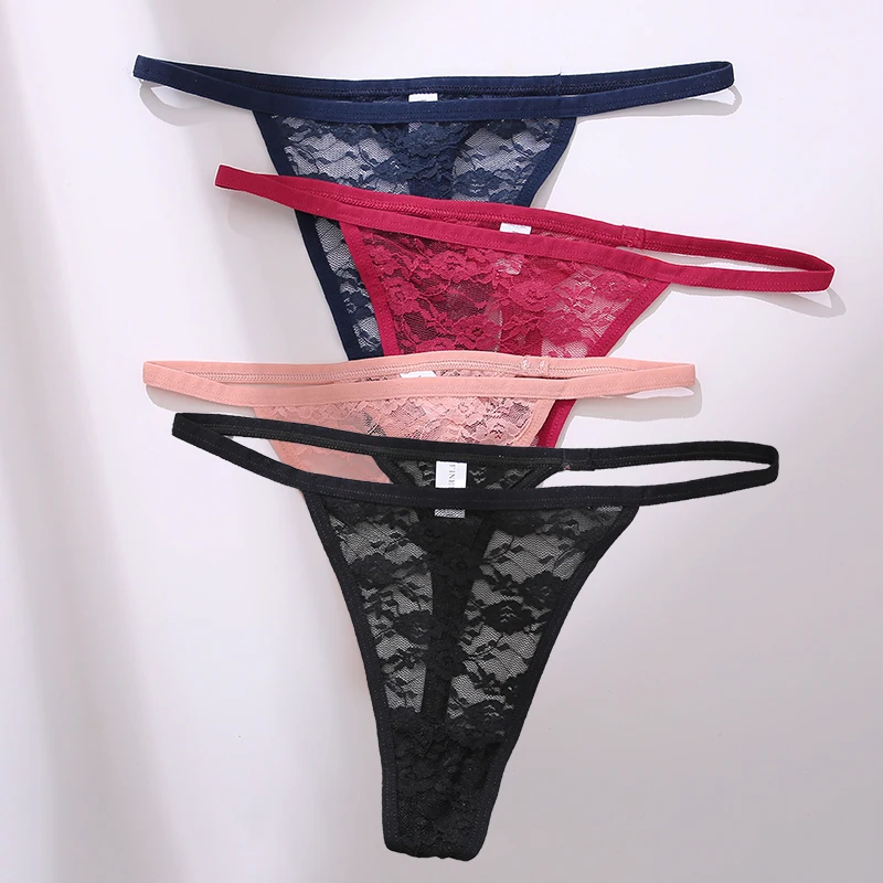 2PCS/Set G String Lace Women Panties Sexy Thong Low Waist Solid Color Underwear Seamless Femlae Underpants Pantys Lingerie