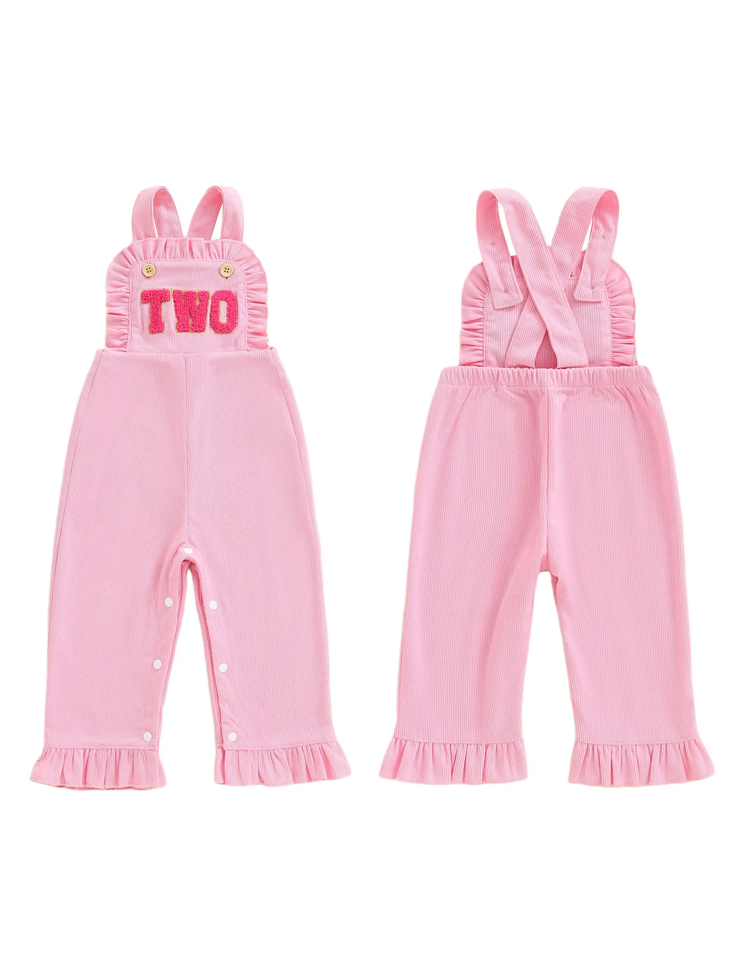 

Cute Baby Girls Denim Jumpsuit with Floral Embroidery and Bow Detail Sleeveless Romper Overall for Birthday Party