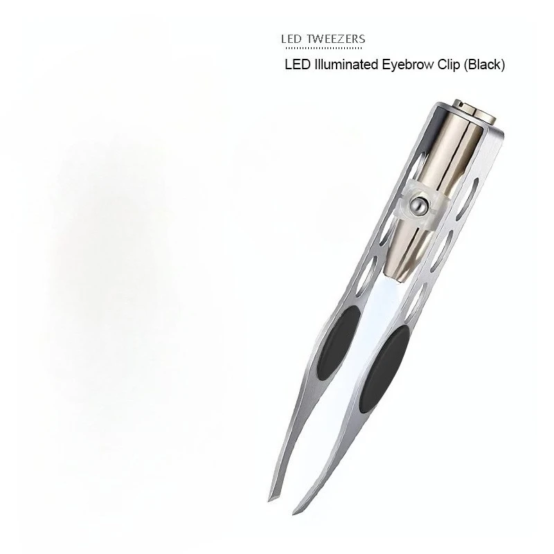 1pc led pinça de sobrancelha ponta oblíqua aço inoxidável sobrancelha aparar clipe olho remoção do cabelo ameixa cílios postiços braçadeira ferramenta de maquiagem