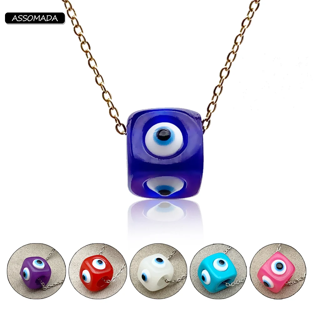 Stainless Steel Evil Eyes Bead Turkish Bule Eye Pendant Necklace Gold Color Neck Chain Necklace Fashion Jewelry For Women Gift