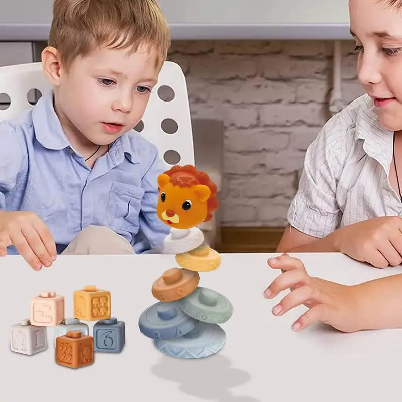 Blocchi di costruzione per bambini Gioco educativo Gel morbido impilabile Blocchi di costruzione colorati digitali Giocattoli animali Montessori per bambini per la casa