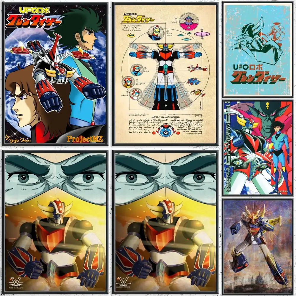 Retro Anime UFO Robot Goldrake Poster HD Self-Adhesive No Residue After Removal Ideal for All Kinds of Wall Decor