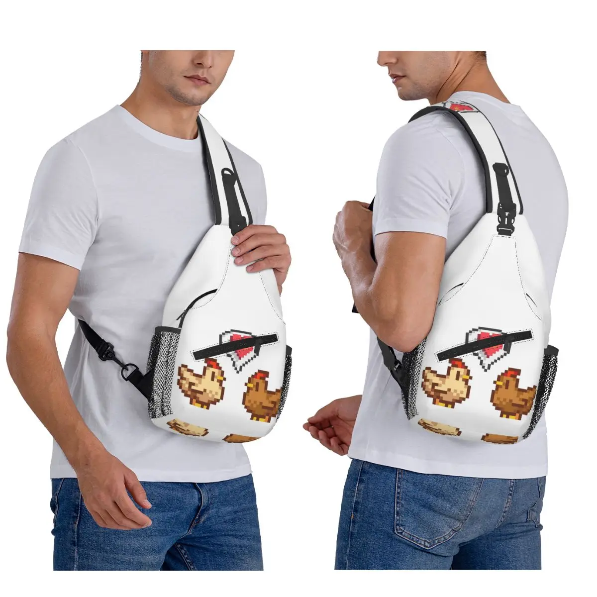 

Stardew Valley Chicken Lov Chest Bag Men Sling Crossbody Backpack Chest Bag Travel Hiking Daypack Shoulder Bag