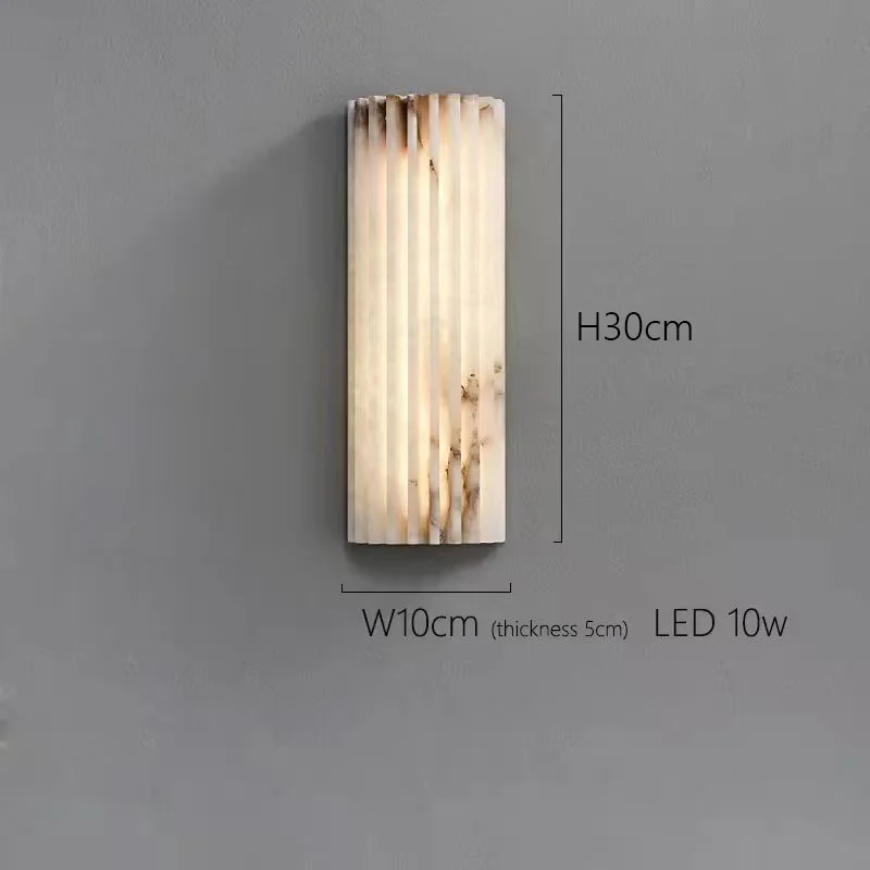Luxe Spaanse marmeren wandlamp natuursteen nachtlampje LED sfeerverlichtingsarmatuur voor nachtkastje trap hal woonkamer - afbeelding 1