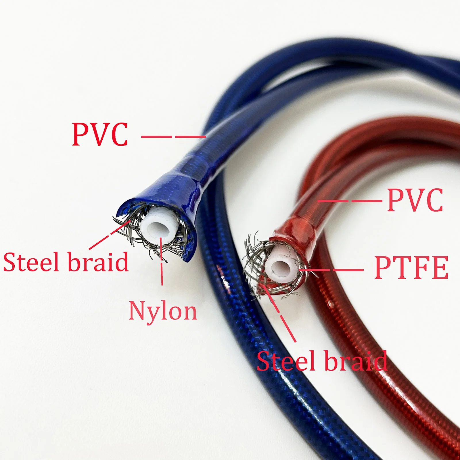 10-500CM M10 * 1,0 mm 0 ° /90 °   Conector de manguera suelta de aceite de freno giratorio, manguera de freno de PTFE trenzada de acero inoxidable para motocicleta