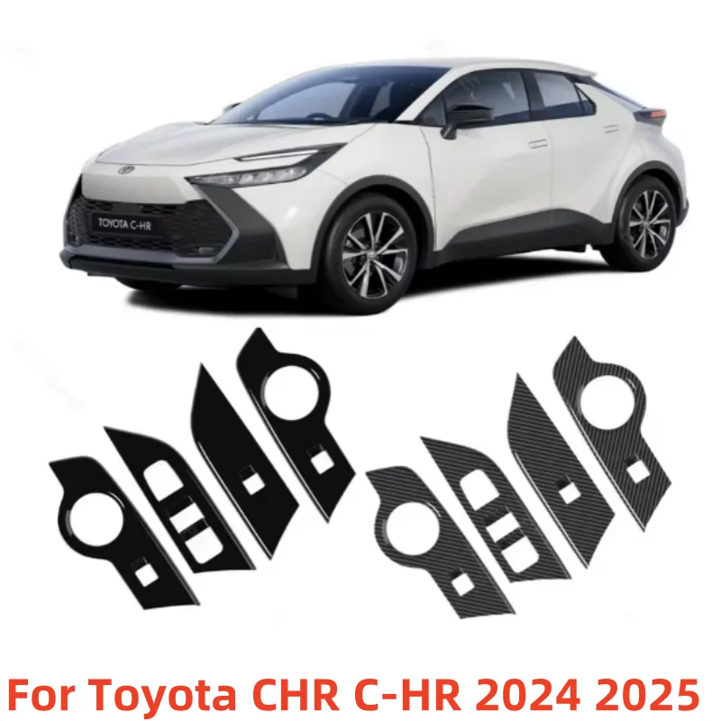 

ABS Window Glass Lift Control Switch Button Decoration Frame Cover Trim Fit For Toyota C-HR CHR 2024 2025 LHD Car Accessories
