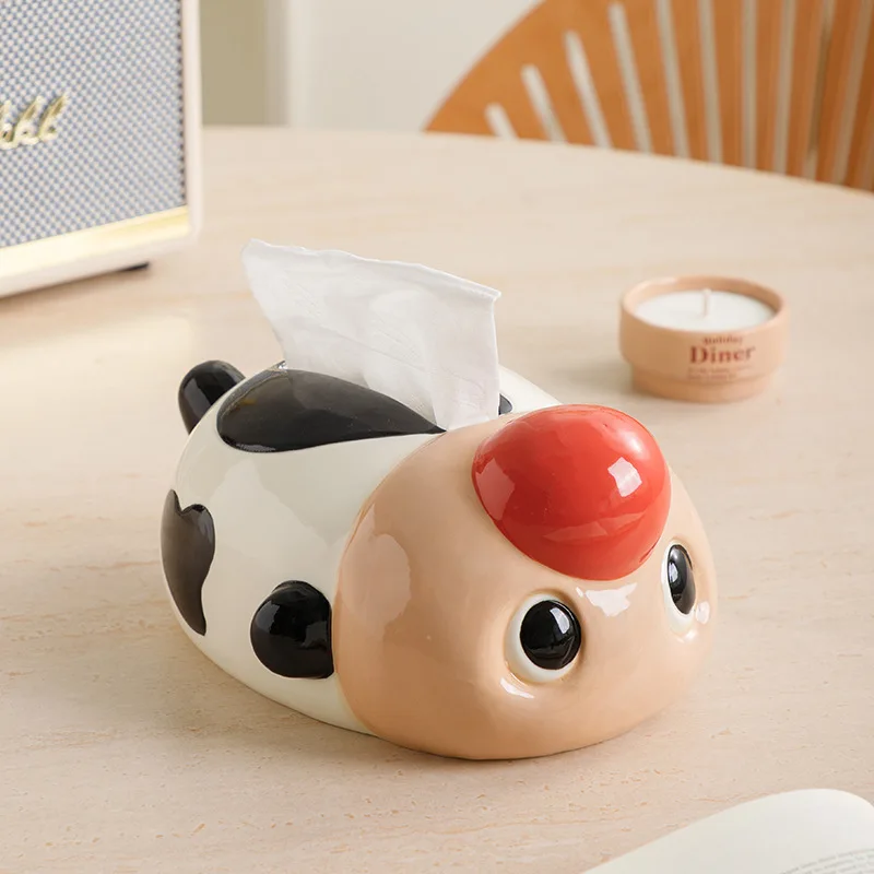 Caja de pañuelos de cerámica con diseño de pez Ranchu de dibujos animados, bonita caja de pañuelos para sala de estar o mesa de comedor, regalo de caja de pañuelos con forma de pez de dibujos animados