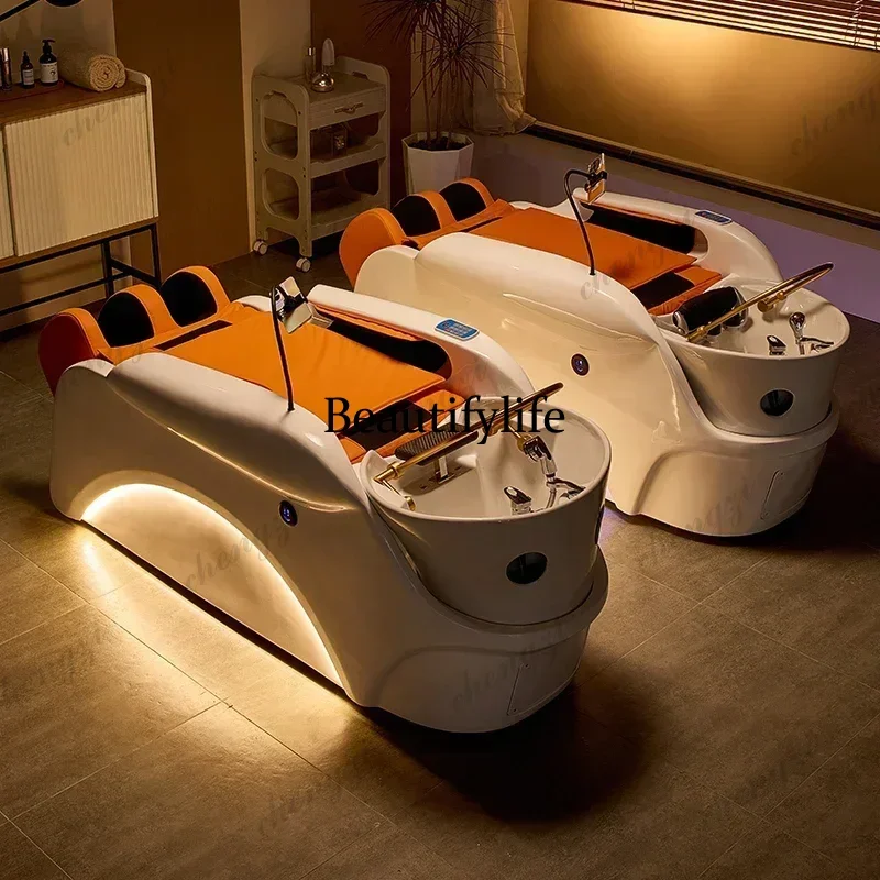 

High-End Electric Massage Shampoo Bed for Barber Shop Automatic Water Cycle Fumigation Beauty Salon Head Treatment Bed