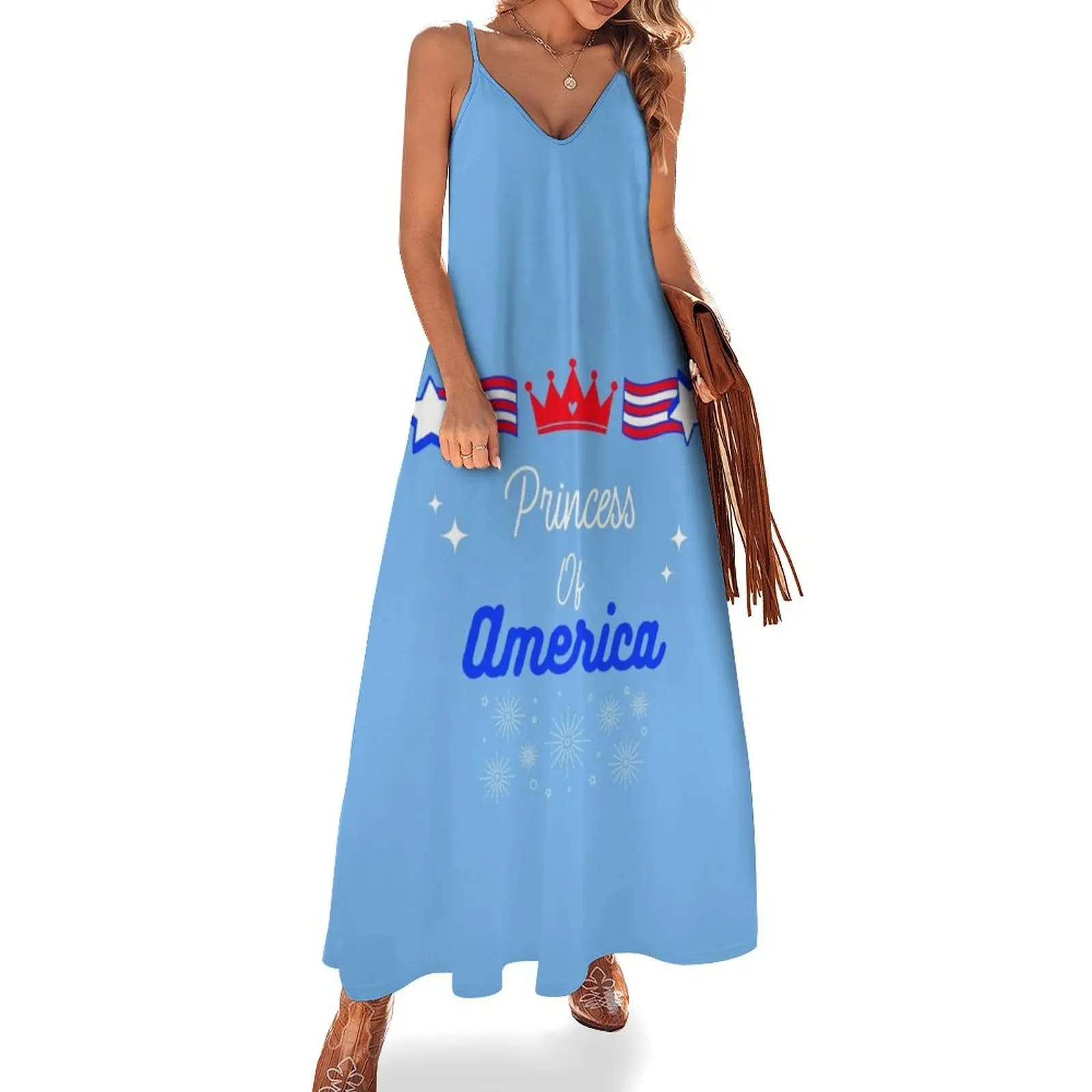 

4th of July - Princess of America T-Shirt Sleeveless Long Dress summer dress korean women african dresses for woman Dress