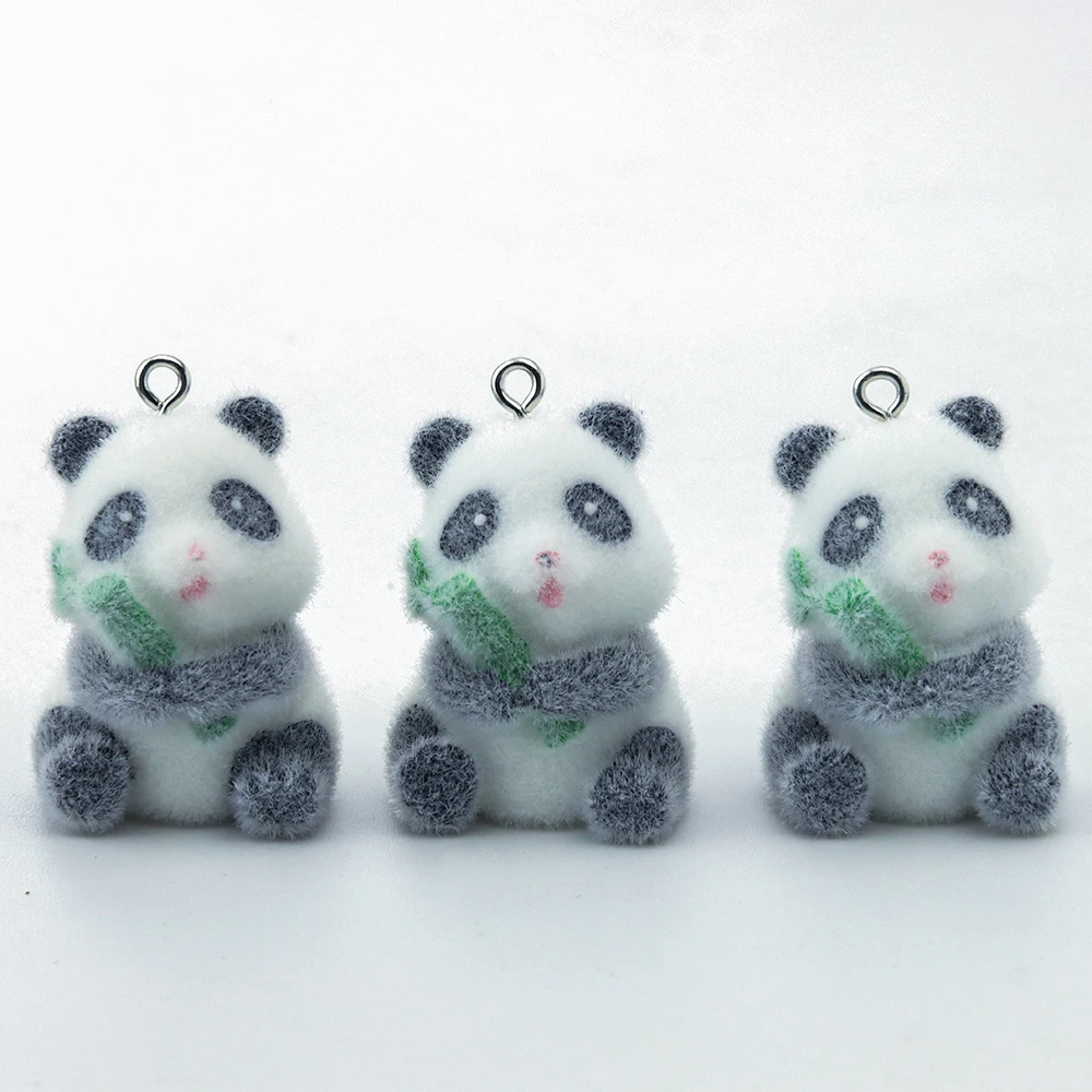 20 pcs 3D Flocked Red Panda charms Plush Doll Pendant For Necklace Keychain Jewelry Making DIY Handmade Accessories Wholesale