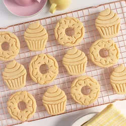 Donut Cupcake Shape Cookie Cutters Donut Shape Biscuit Cookie Cutter Moulds Fondant Biscuit Stamp Mould Embosser Cake Decor Tool