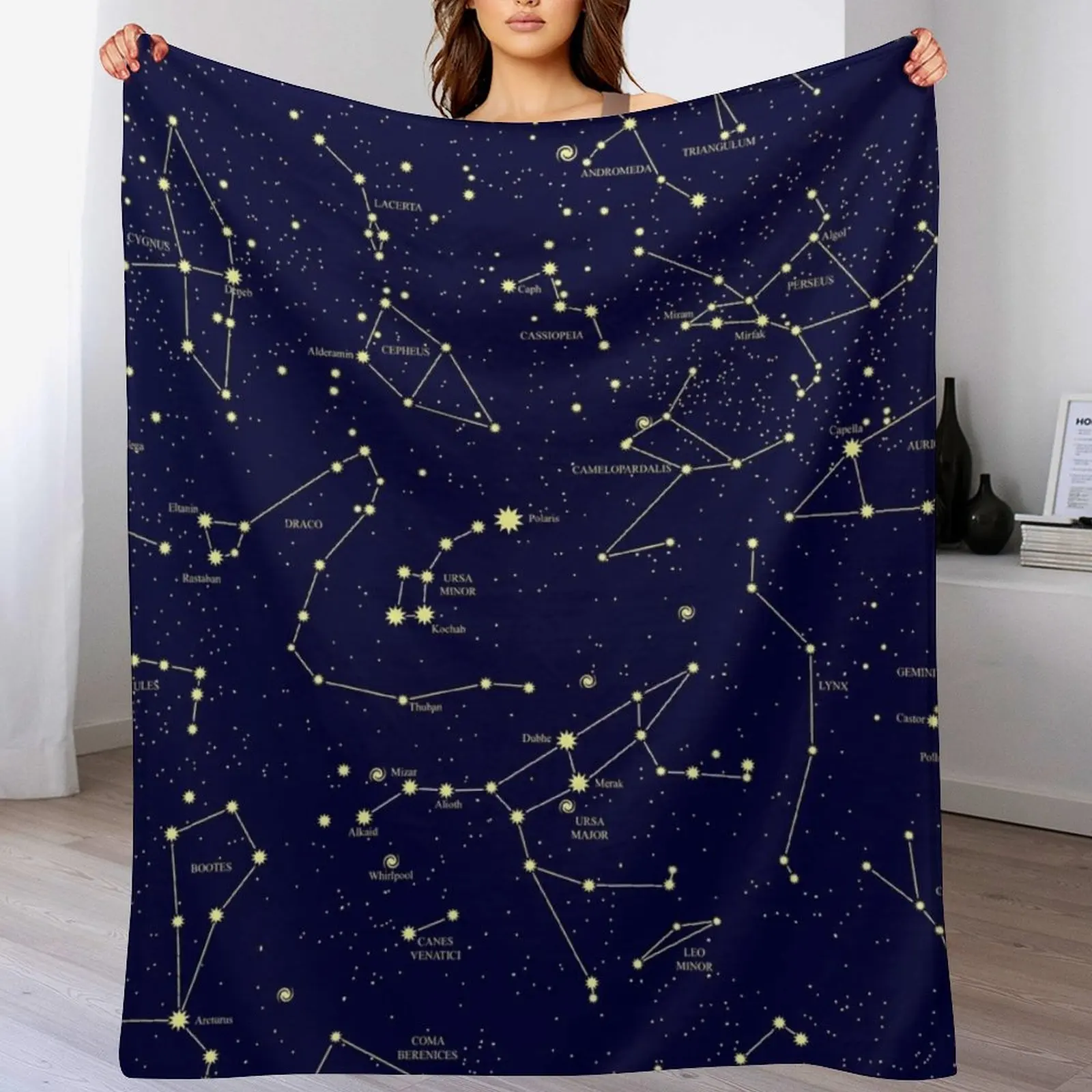 

Constellation Astronomy Star Map Night Sky Throw Blanket Soft Beds Thins Plaid Plush Blankets