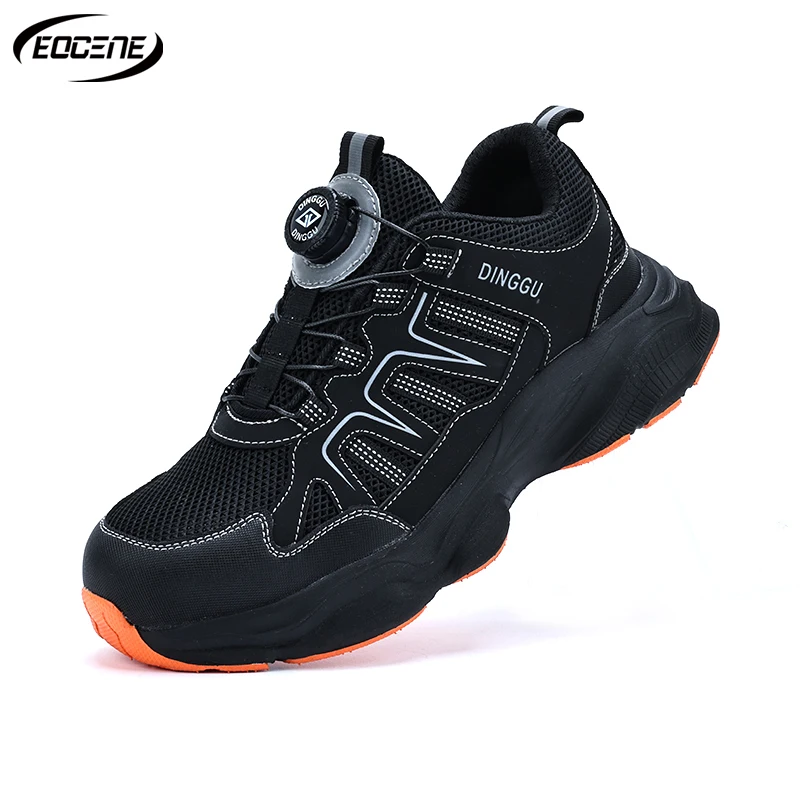 

EOCENE Мужская защитная обувь со стальным носком, уличная легкая дышащая рабочая обувь с высоким берцем, устойчивая к ударам и проколам